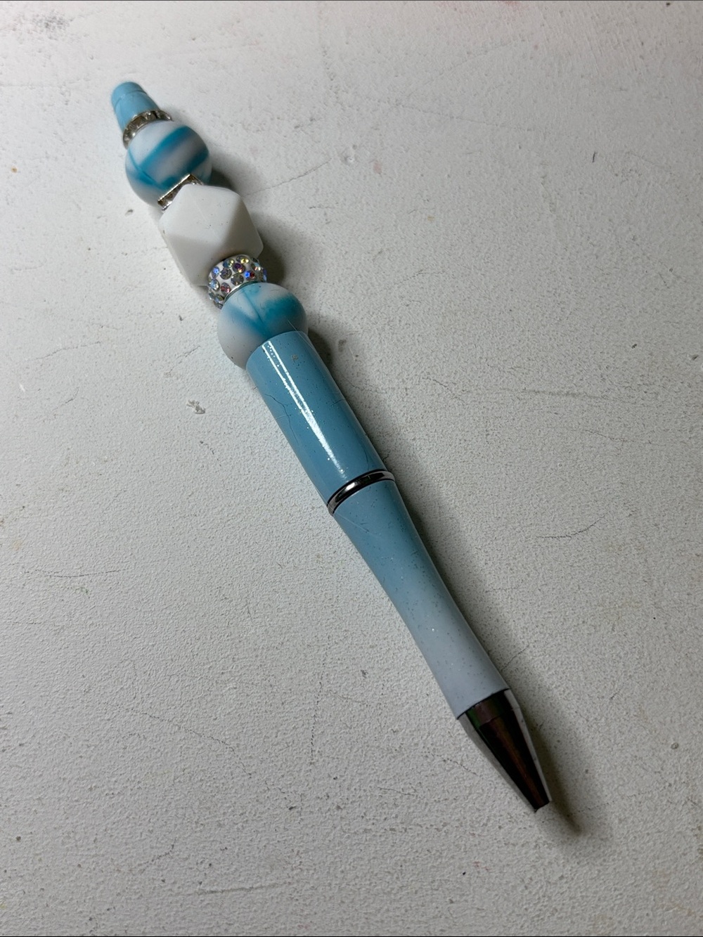 Decorative Blue and White Beaded Pen - Home Office